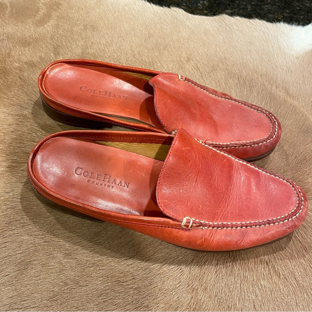 Cole Haan Red Leather Mules